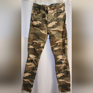 Mother High waisted Looker ankle fray camo jeans